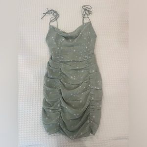 sage green mini dress